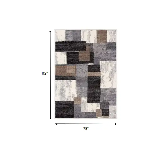 Brown Distressed Geometric Area Rug Photo 1