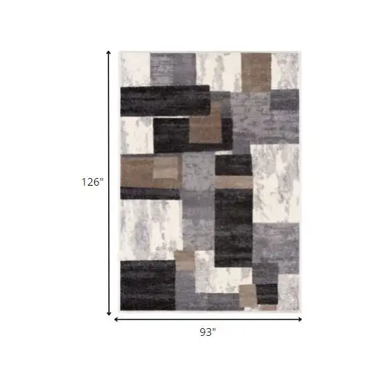 Brown Distressed Geometric Area Rug Photo 1