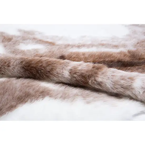 Brown Faux Fur Animal Print Area Rug Photo 4