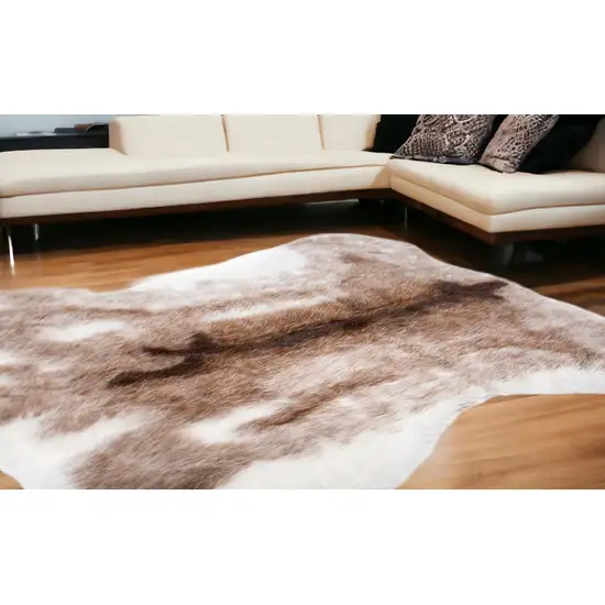 Brown Faux Fur Animal Print Area Rug Photo 2