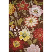 Photo of Brown Floral Hand Hooked Handmade Area Rug