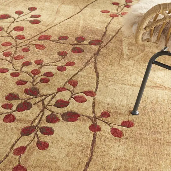 Brown Floral Power Loom Area Rug Photo 6