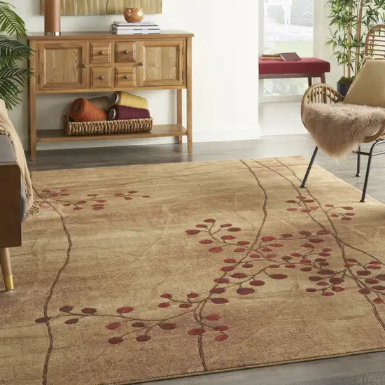 Brown Floral Power Loom Area Rug Photo 7