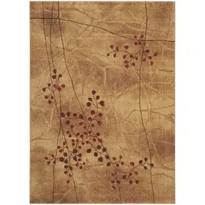 Photo of Brown Floral Power Loom Area Rug