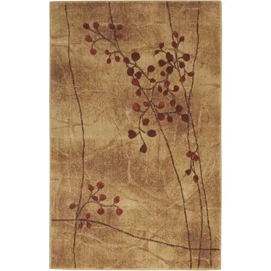 Brown Floral Power Loom Area Rug Photo 1