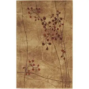 Photo of Brown Floral Power Loom Area Rug