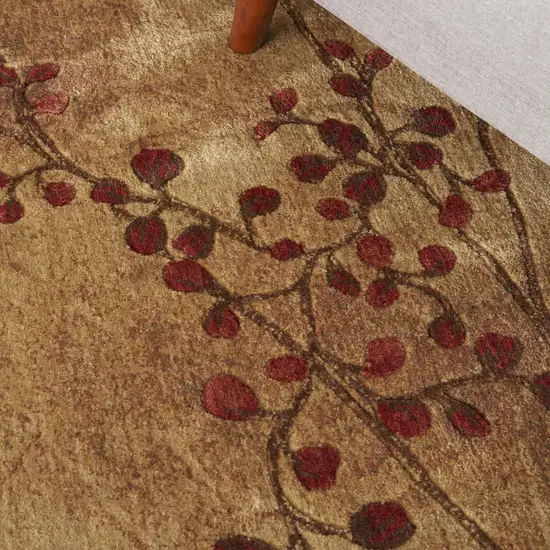 Brown Floral Power Loom Area Rug Photo 6