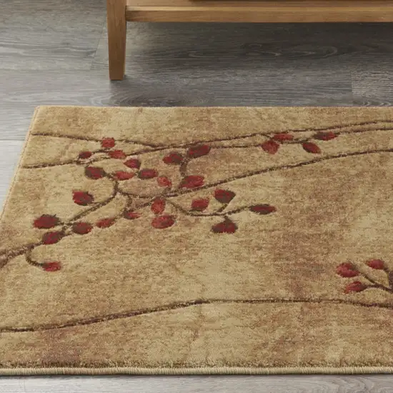 Brown Floral Power Loom Area Rug Photo 4