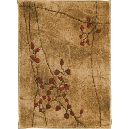 Brown Floral Power Loom Area Rug Photo 1