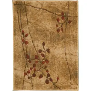 Photo of Brown Floral Power Loom Area Rug