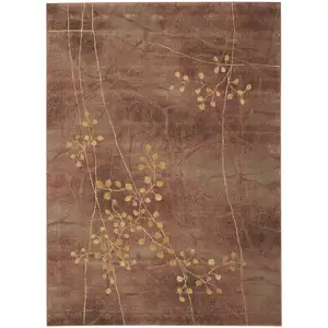 Photo of Brown Floral Power Loom Area Rug