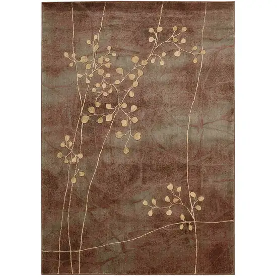 Brown Floral Power Loom Area Rug Photo 1