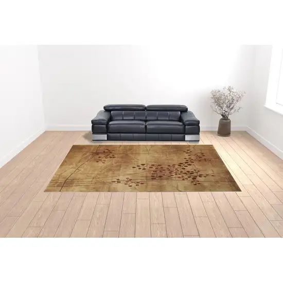 Brown Floral Power Loom Area Rug Photo 2