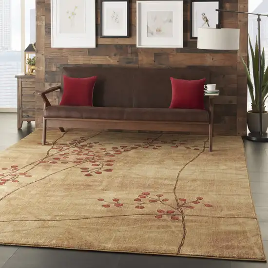 Brown Floral Power Loom Area Rug Photo 7