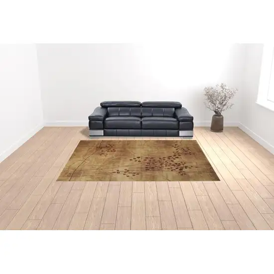 Brown Floral Power Loom Area Rug Photo 2