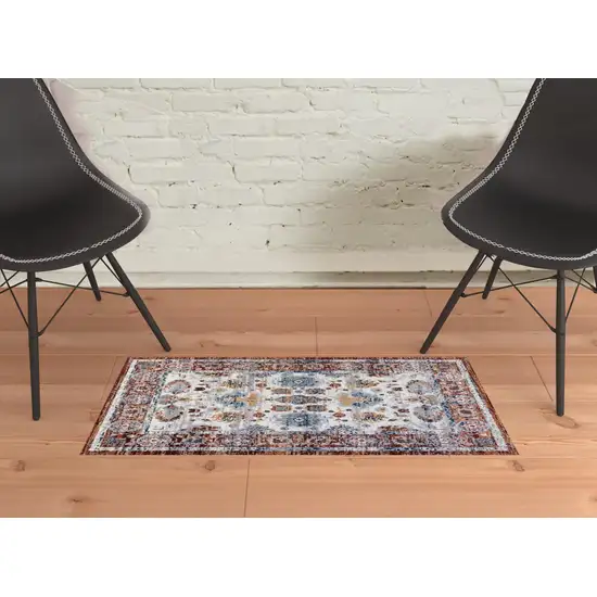 Brown Floral Power Loom Area Rug Photo 3