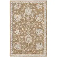 Photo of Brown Floral Power Loom Distressed Area Rug