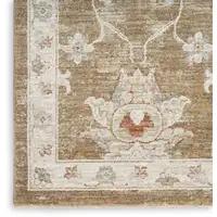 Photo of Brown Floral Power Loom Distressed Area Rug