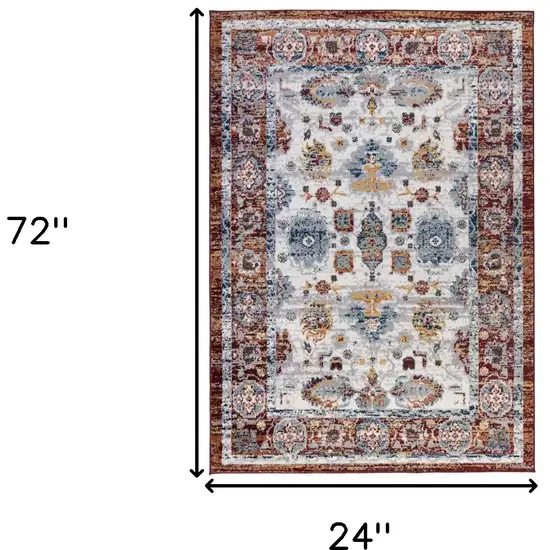 Brown Floral Power Loom Runner Rug Photo 8