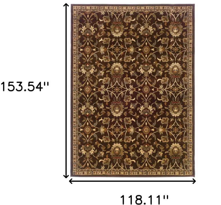 Brown Floral Power Loom Stain Resistant Area Rug Photo 4