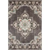Photo of Brown Floral Stain Resistant Indoor Outdoor Area Rug
