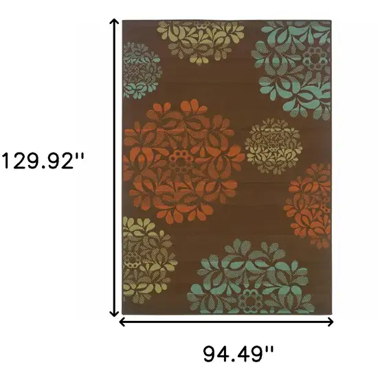 Brown Floral Stain Resistant Indoor Outdoor Area Rug Photo 8