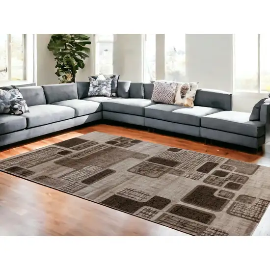 7' X 10' Brown Geometric Area Rug Photo 1