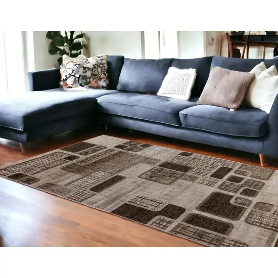 8' X 11' Brown Geometric Area Rug Photo 1