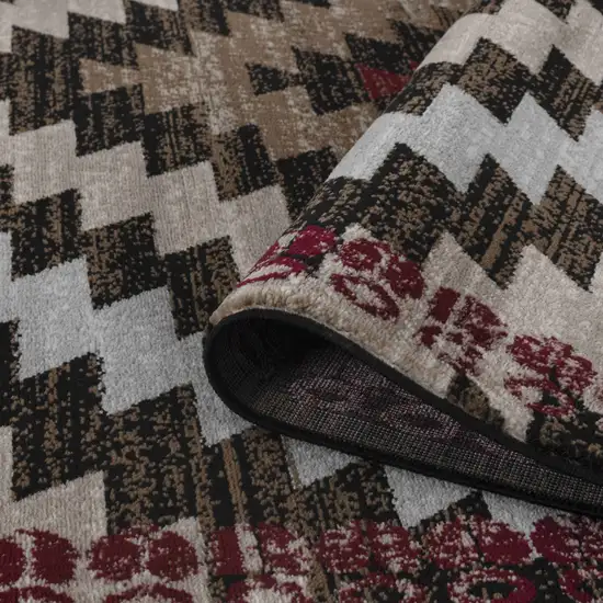 Brown Geometric Area Rug Photo 7