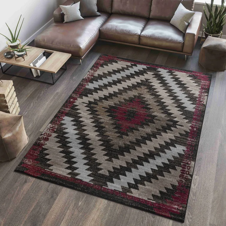 Brown Geometric Area Rug Photo 1