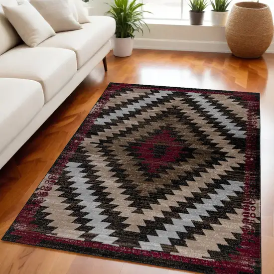 5' X 8' Brown Geometric Area Rug Photo 1