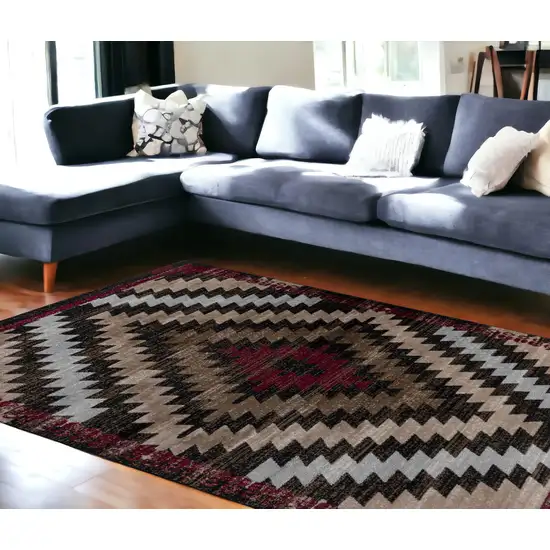 7' X 10' Brown Geometric Area Rug Photo 1