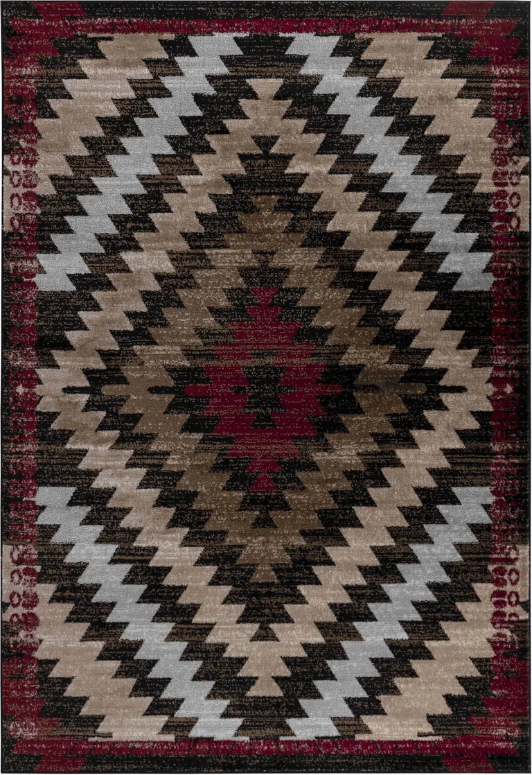 Brown Geometric Area Rug Photo 5