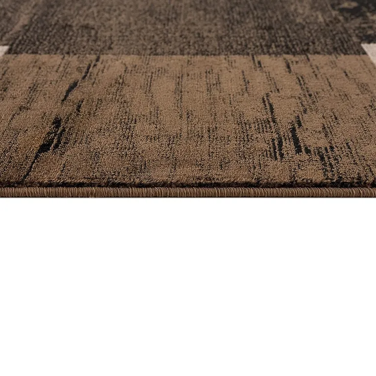 Brown Geometric Blocks Area Rug Photo 3