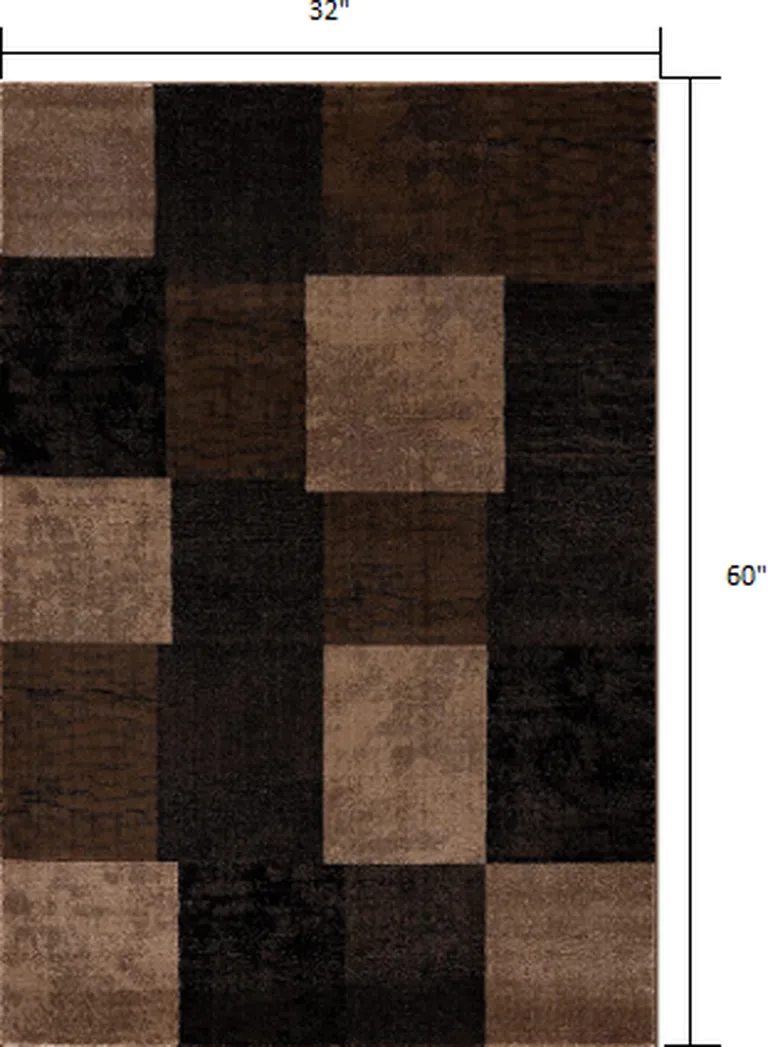 Brown Geometric Blocks Area Rug Photo 5