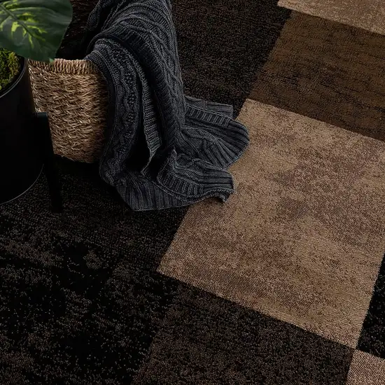 Brown Geometric Blocks Area Rug Photo 8