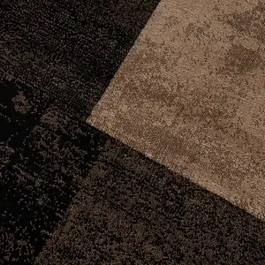 Photo of Brown Geometric Blocks Area Rug