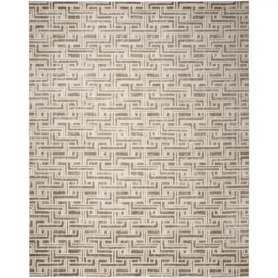 Brown Geometric Distressed Area Rug Photo 6