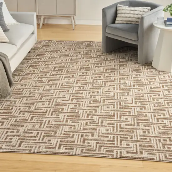 Brown Geometric Distressed Area Rug Photo 8