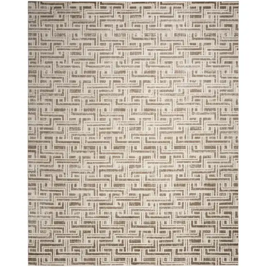 Brown Geometric Distressed Area Rug Photo 1