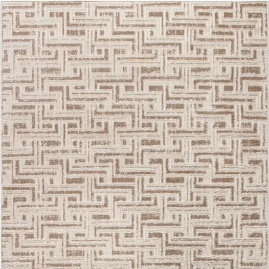 Brown Geometric Distressed Area Rug Photo 6