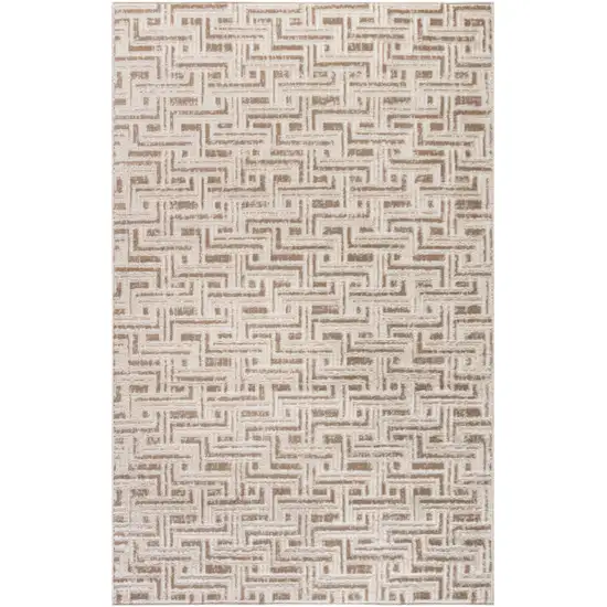 Brown Geometric Distressed Area Rug Photo 1