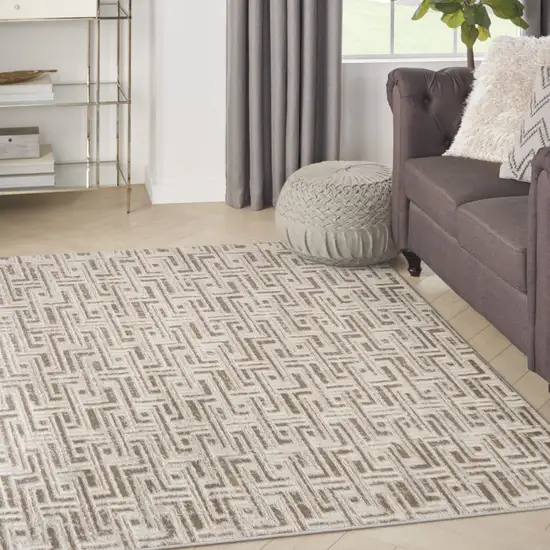 Brown Geometric Distressed Area Rug Photo 8