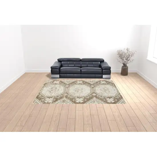 Brown Geometric Distressed Area Rug Photo 2