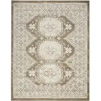 Photo of Brown Geometric Distressed Area Rug