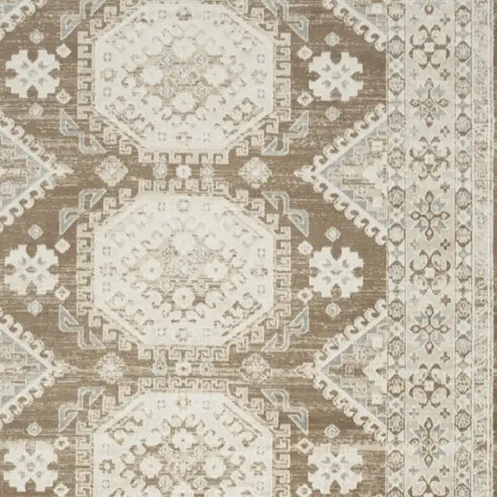 Brown Geometric Distressed Area Rug Photo 6