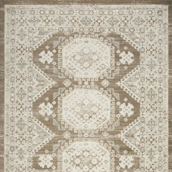 Brown Geometric Distressed Area Rug Photo 7