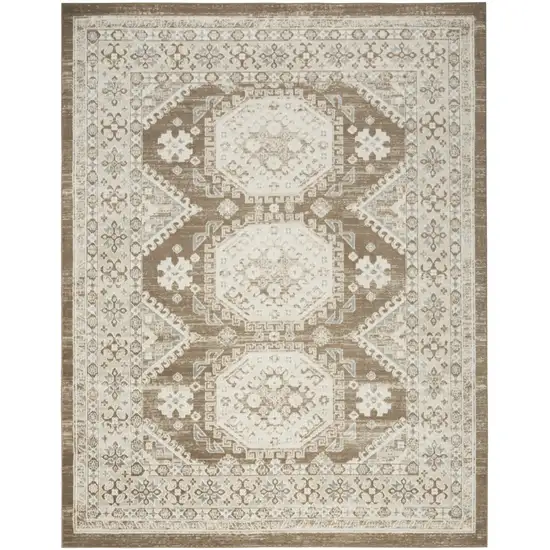 Brown Geometric Distressed Area Rug Photo 7