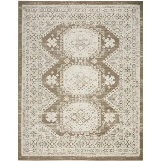 Brown Geometric Distressed Area Rug Photo 1