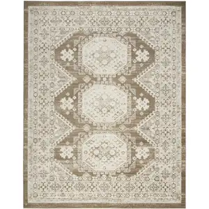 Photo of Brown Geometric Distressed Area Rug